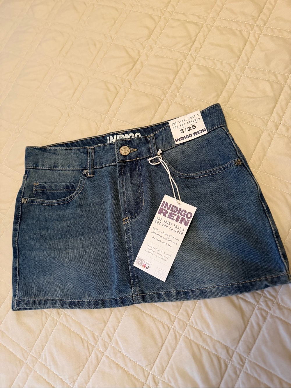 Indigo Rein Dark Blue Denim Mini Skirt